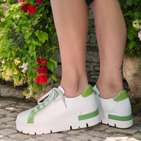 DEPORTIVOS PIEL BLANCO/VERDE - Imagen 2