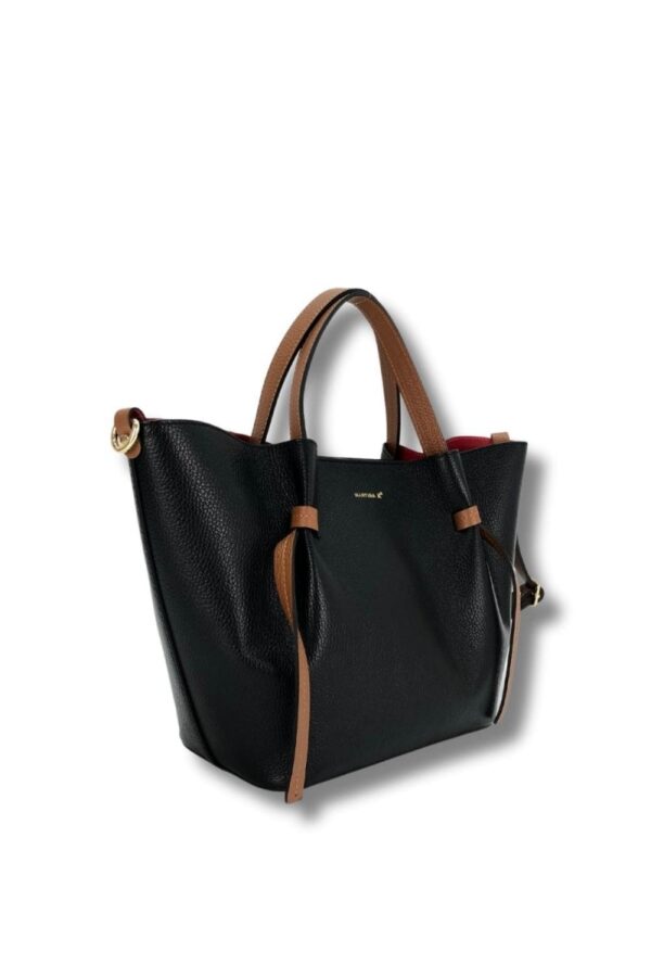 SHOPPING NEGRO PIEL ASAS EN CONTRASTE - Imagen 3