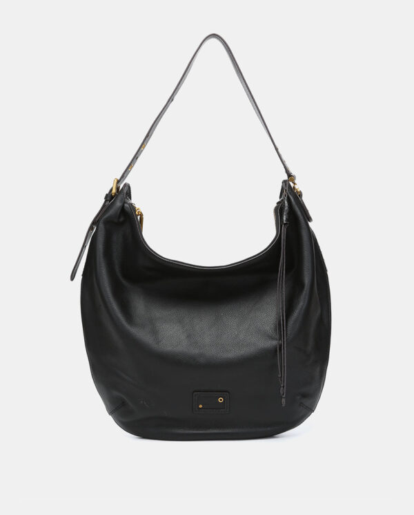 BOLSO DE HOMBRO EN PIEL NEGRA - Imagen 4