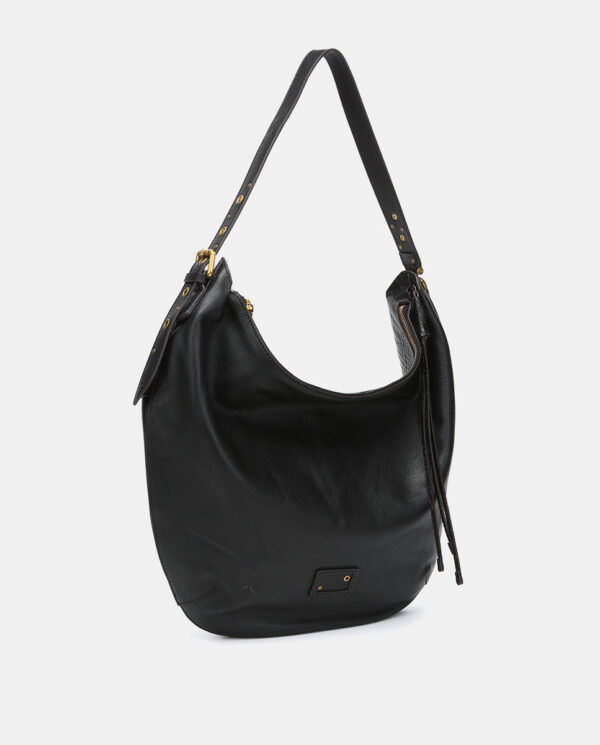 BOLSO DE HOMBRO EN PIEL NEGRA - Imagen 5