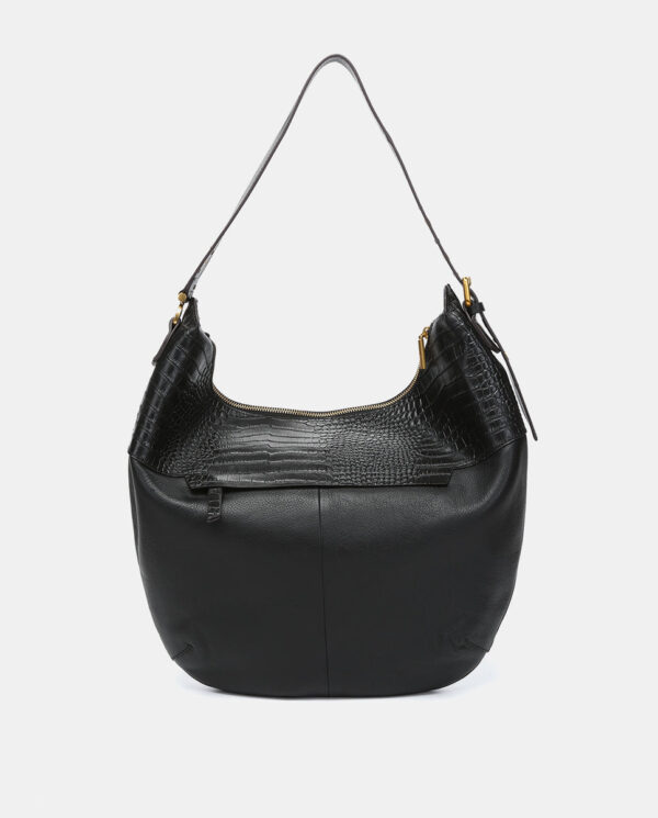 BOLSO DE HOMBRO EN PIEL NEGRA - Imagen 6