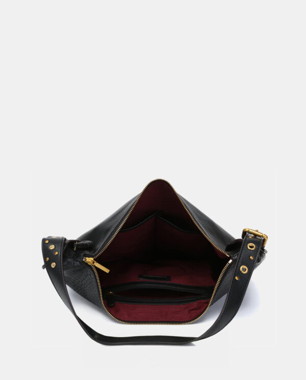 BOLSO DE HOMBRO EN PIEL NEGRA - Imagen 8