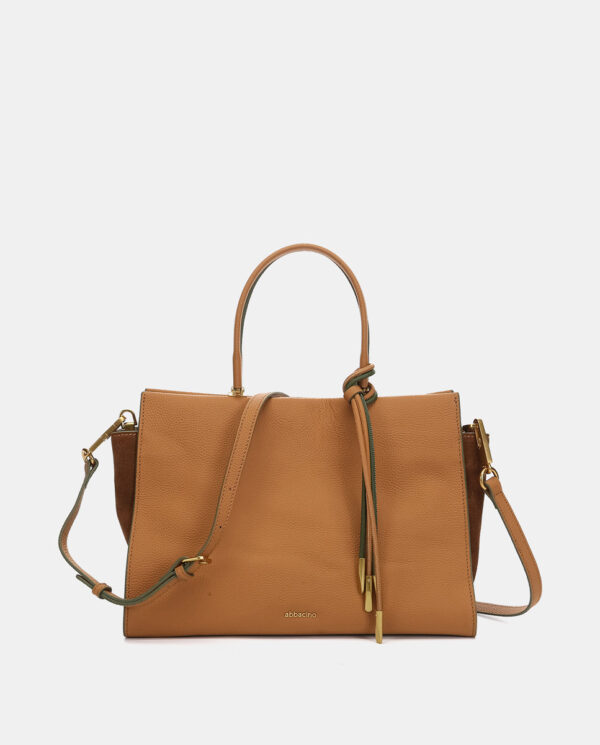 BOLSO DE MANO EN PIEL CAMEL - Imagen 2
