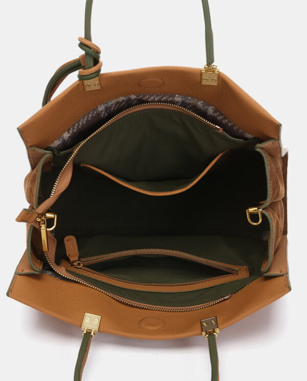 BOLSO DE MANO EN PIEL CAMEL - Imagen 7