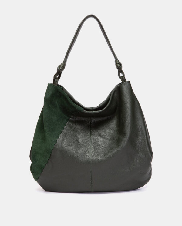 BOLSO DE HOMBRO EN PIEL Y SERRAJE VERDE - Imagen 5