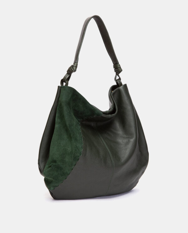 BOLSO DE HOMBRO EN PIEL Y SERRAJE VERDE - Imagen 6