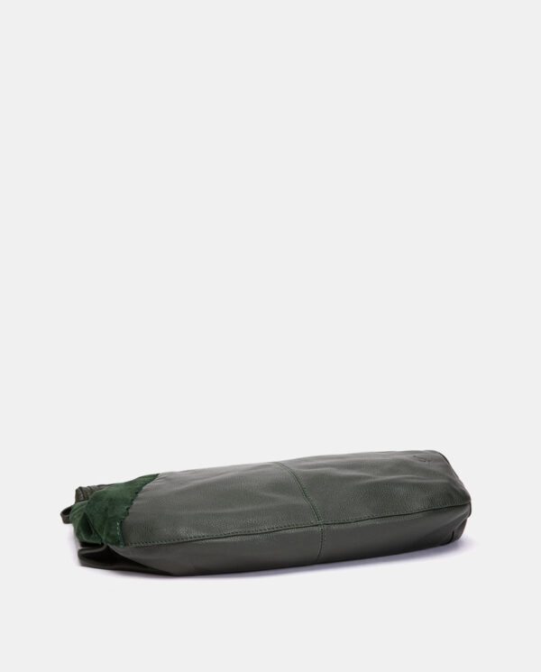 BOLSO DE HOMBRO EN PIEL Y SERRAJE VERDE - Imagen 9