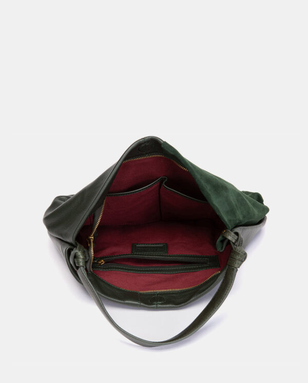 BOLSO DE HOMBRO EN PIEL Y SERRAJE VERDE - Imagen 10