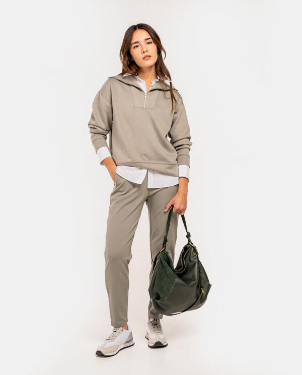 BOLSO DE HOMBRO EN PIEL Y SERRAJE VERDE - Imagen 4