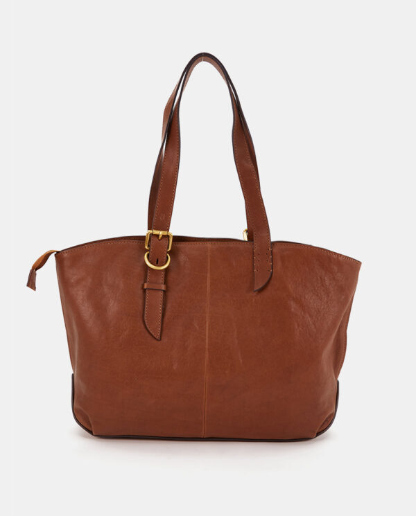 BOLSO SHOPPER EN PIEL COGNAC - Imagen 4