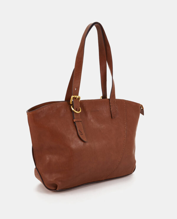 BOLSO SHOPPER EN PIEL COGNAC - Imagen 5