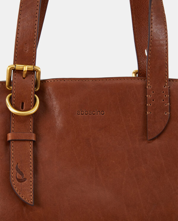 BOLSO SHOPPER EN PIEL COGNAC - Imagen 8